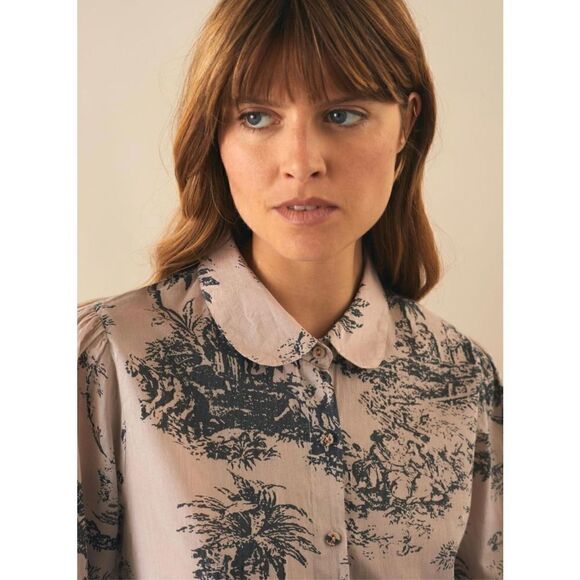 Leon & Harper Women’s Cher Juy Shirt Petale Claudine Collar Organic Cotton Blous - Picture 9 of 12